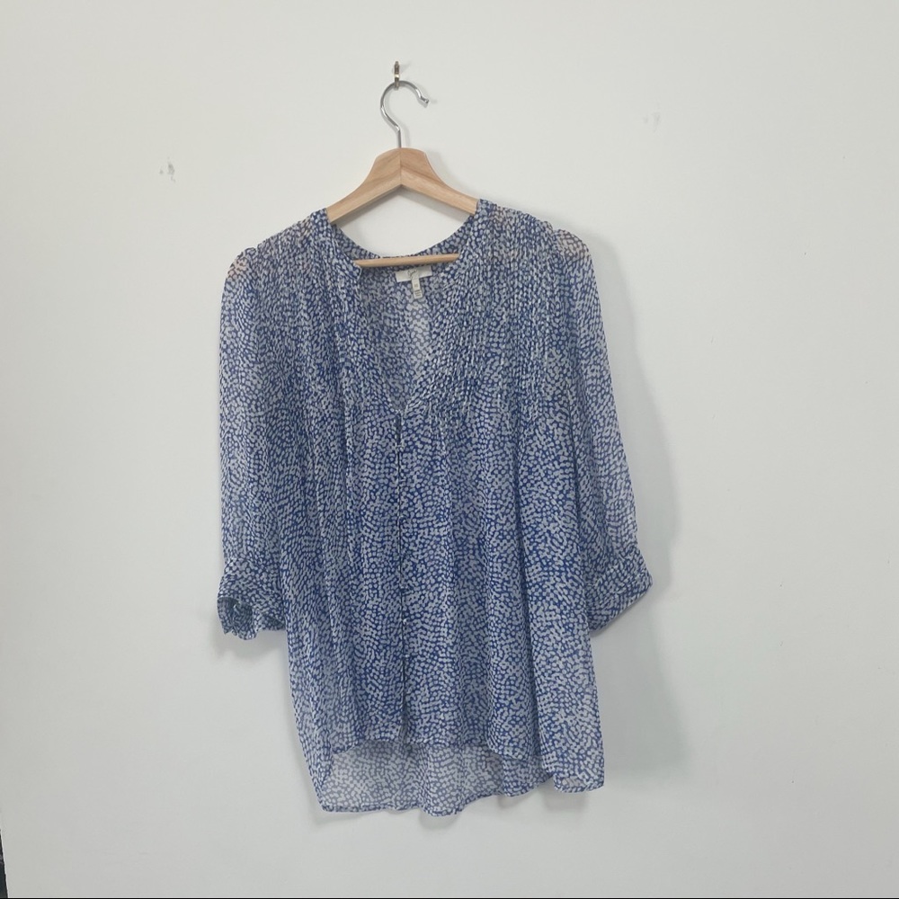 Joie V-Neck Button-Down Blouse Blue Size XS